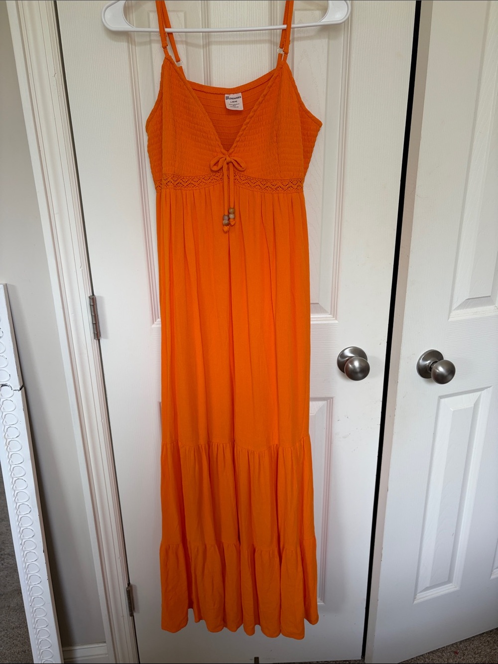 No Boundaries Orange Tiered Maxi Dress with Smocked Bodice